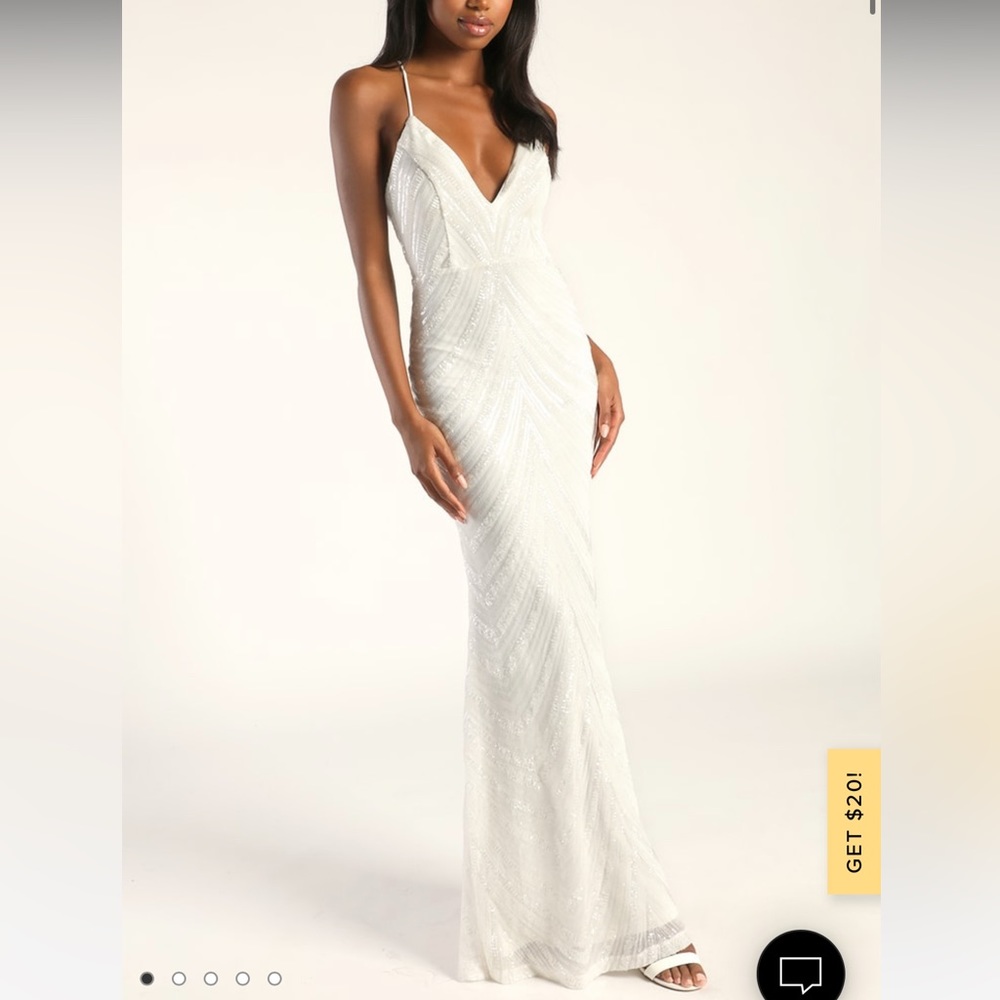 LULUS Endless Enchantment White Sequin Mermaid Maxi Dress